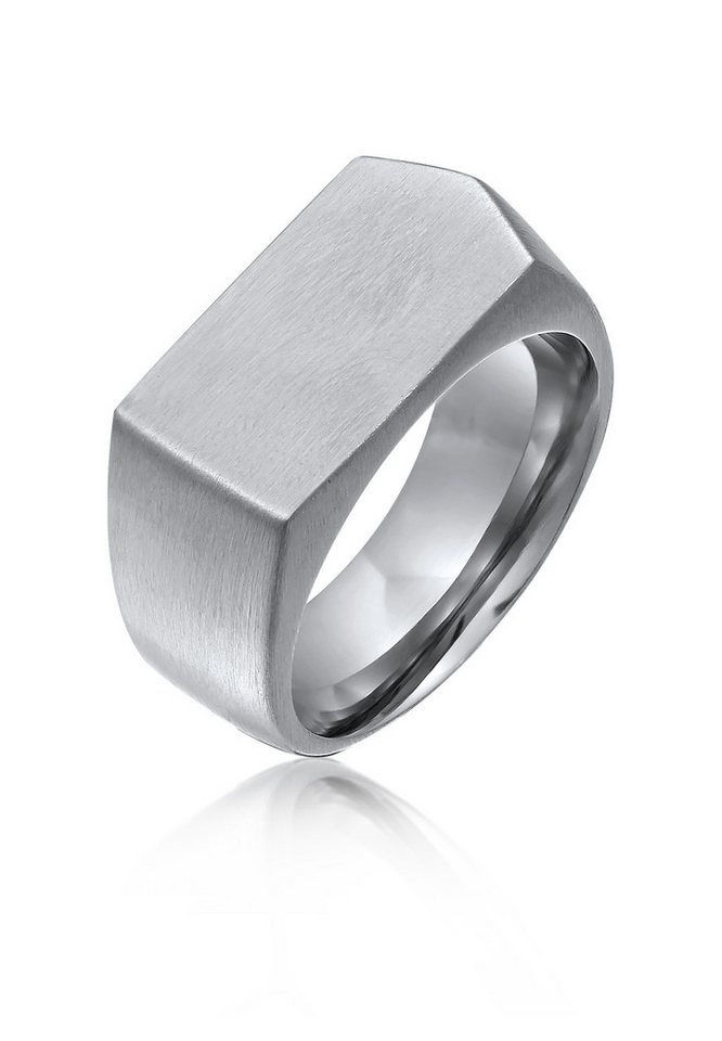 Kuzzoi Silberring Siegelring Rechteckig Modern Edelstahl Silberfarben von Kuzzoi