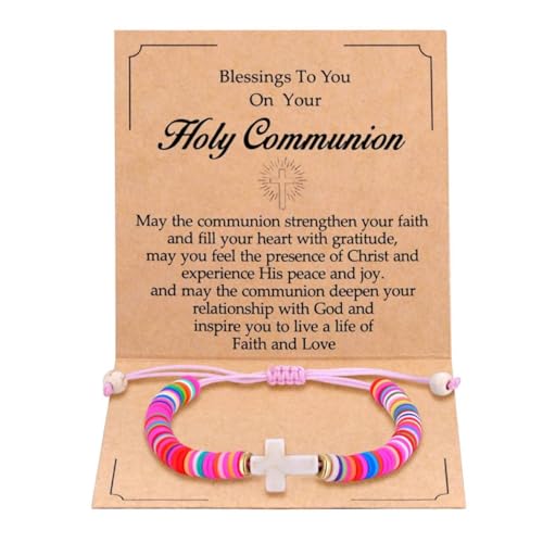Kvekstio Christliches Geschenk, Kreuz-Charm, buntes Perlenarmband mit Segen, Gebetskarte, Geschenk für Damen, Glaubens-inspirierter Schmuck, Medium, Legierung Nylon, Kein Edelstein von Kvekstio