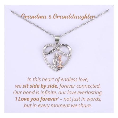 Oma Enkelin Geschenk – Unendlichkeits-Herz I Love You Forever-Halskette, sentimentales Langstreckengeschenk für erwachsene Enkelin, Geburtstag, Oma Enkelin, Unendlichkeitssymbol, Liebes-Bond-Geschenk von Kvekstio