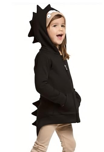 Alleen Baby Kinder Kleidung Herbst Dinosaurier Langarm Tops Hoodie für Jungen 1-7Jahre (Größe 130, Schwarz) von Alleen