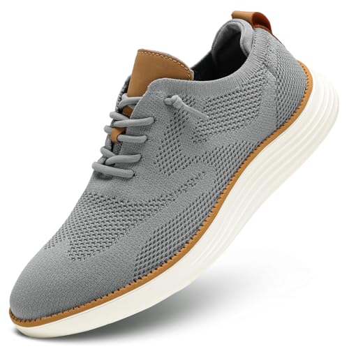 Herren Casual Kleid Schuhe Mode Mesh Oxfords Business Walking Arbeit Turnschuhe Bequem Leicht, GRAU, 41.5 EU von Kvovzo