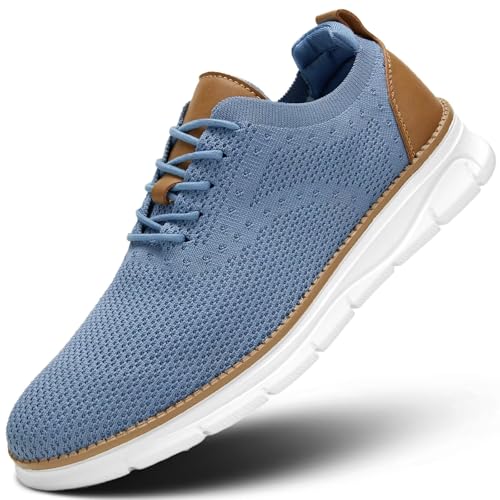 Herren Freizeitschuhe Mode Walking Sneakers Mesh Business Oxfords Arbeit Leichte Weiche Sohle, Z53 Blau, 38.5 EU von Kvovzo
