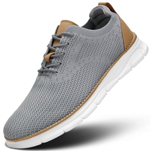Herren Freizeitschuhe Mode Walking Sneakers Mesh Business Oxfords Arbeit Leichte Weiche Sohle, Z53 Grau, 38.5 EU von Kvovzo