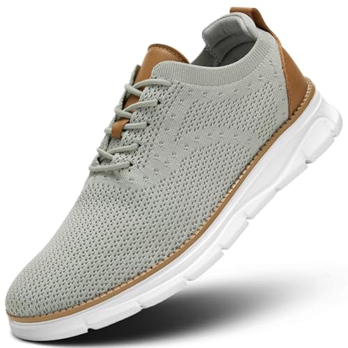 Herren Freizeitschuhe Mode Walking Sneakers Mesh Business Oxfords Arbeit Leichte Weiche Sohle, Z53 Grau Weiß, 44.5 EU von Kvovzo