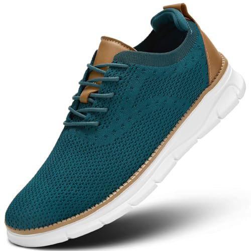 Herren Freizeitschuhe Mode Walking Sneakers Mesh Business Oxfords Arbeit Leichte Weiche Sohle, Z53 Turquoise, 47 EU von Kvovzo