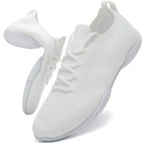 Kvwqoty Cheerleader Mädchen Schuhe Tanzsneaker Damen Cheerleading-Turnschuhe Cheer Tanz Tennis Sneaker Mesh Flexibel Gymnastik Outdoor Fitness Schuhe Damen Weiße 39 Herren von Kvwqoty