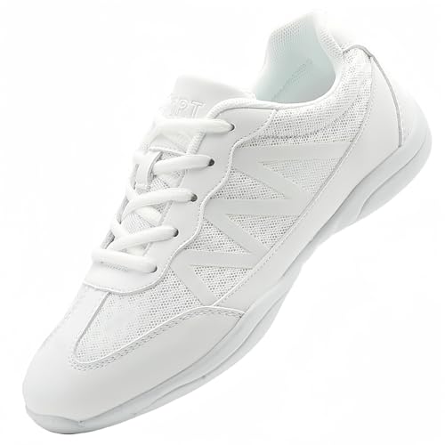 Kvwqoty Damen Cheerleading Schuhe Cheer Turnschuhe für Mädchen Jugend Cheerleader Tanz Sneaker Tanzschuhe rutschfeste Gymnastik Jazz Yoga Trainingschuhe Kinder Weiß 32 von Kvwqoty