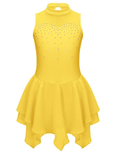 Kvysinly Mädchen Eiskunstlauf Kleid mit Strass Tanzkleid Glitzer Kürkleid Rollkunstlauf Balletkleid Tanz Training Wettbewerb Outfit Gelb A 134-140 Kvysinly Mädchen Eiskunstlauf Kleid mit Strass Tanzkleid Glitzer Kürkleid Rollkunstlauf Balletkleid Tanz Training Wettbewerb Outfit Gelb A 134-140 von Kvysinly