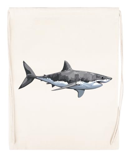 Großer Weißer Hai Unisex Beige Sporttasche Umweltfreundlicher Sack von Kwantees