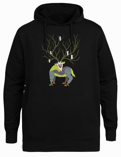 Kwantees Prinzessin Mononoke Stilisierter Wald Unisex Schwarz Hoodie Umweltfreundliche Kapuzenjacke von Kwantees