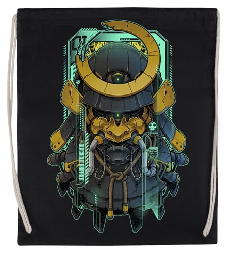 Samurai Mecha 01 Unisex-Sporttasche, Schwarz, Umweltfreundlicher Sack von Kwantees