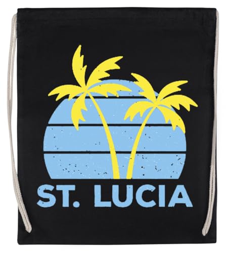 St Lucia Retro Unisex-Sporttasche, Schwarz, Umweltfreundlicher Sack von Kwantees