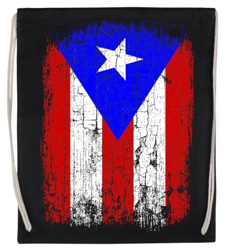 Vintage Puerto Rico Flagge Unisex-Sporttasche, Schwarz, Umweltfreundlicher Sack von Kwantees