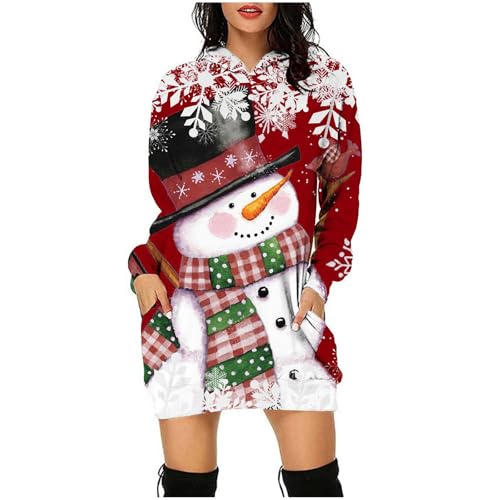 Kwatieh Weihnachts Damen Pullover HalloweenkostüMe Frauen Weihnachtspullover Lustig Kinder Festliches Kleid Weihnachten Tunika Kleid Damen Winter Damen Pullover Winter Lang von Kwatieh