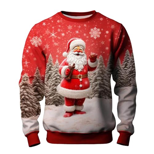 Kwatieh Weihnachtspulli Familie Set Baby Weihnachtsmaschen Weihnachtspullover Mutter Weihnachtspullover Damen Langarm Gestrickt Top Jeans Herren Winter Weihnachtspullover Rot Damen von Kwatieh