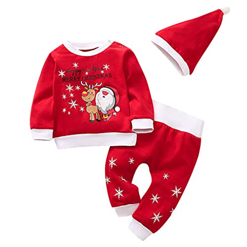 Kwatieh Weihnachtspullover Für Jungen - Baby Kleid Strampler Hase Leinenhose Weihnachtsanzug Gr. 86/92 - Lustiger Santa Clause 3 von Kwatieh
