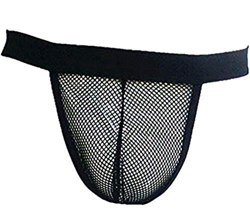 Kwelt Herren Erotik Männer Mesh Thong Unterwäsche Unterhosen Männer Slip Männer Erotik Unterwäsche Tanga Strings Unterwäsche, Gr.-Asien XL / EU L,Schwarz von Kwelt