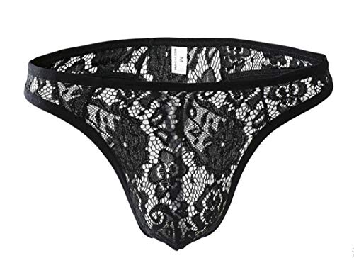 Kwelt Herren Erotik Slips Unterhosen Männer Spitzen Unterwäsche Herren Spitze Slips G-Strings T-Back Beutel Panty Tanga Erotik Dessous Unterhose von Kwelt