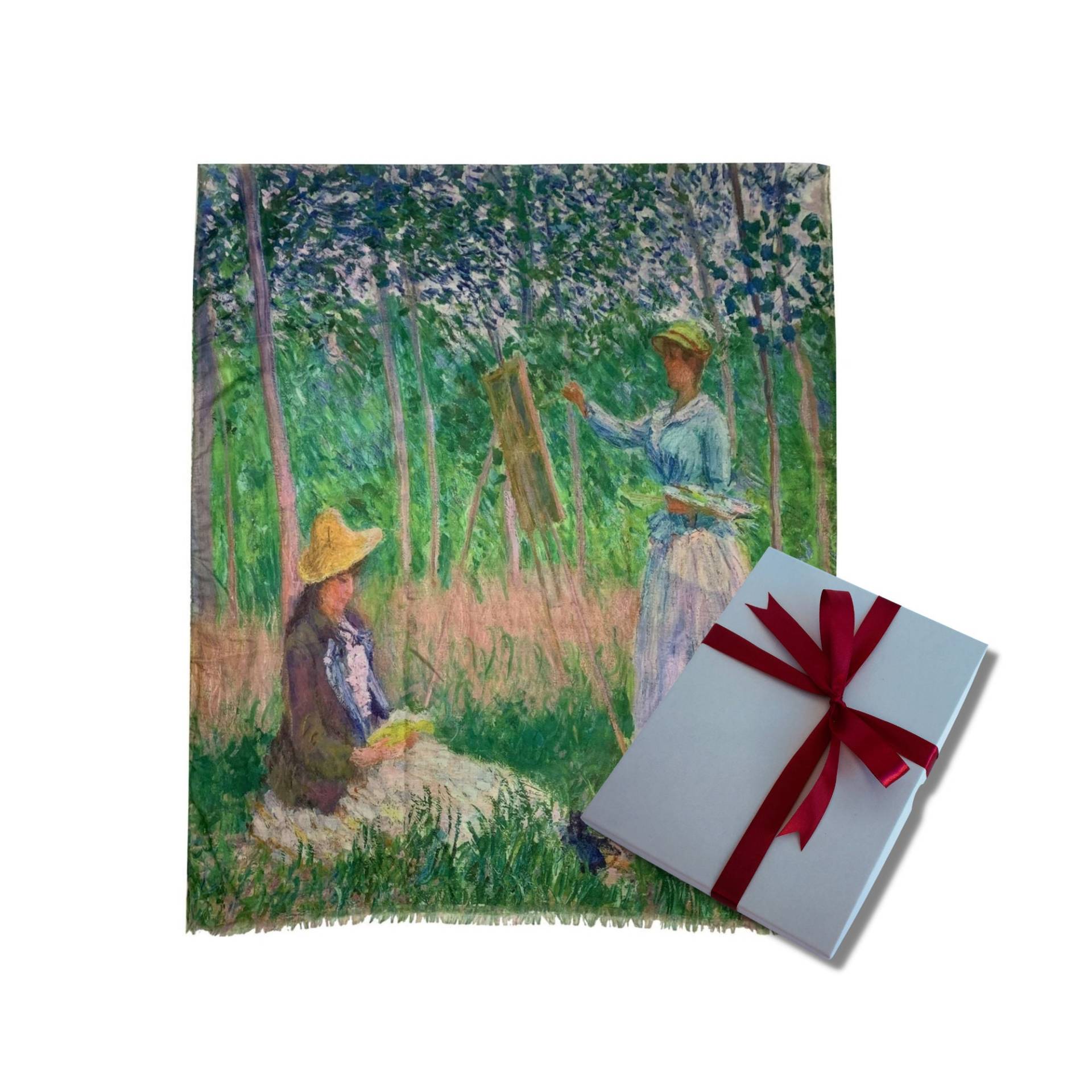 Monet The Woods Bei Giverny Gemälde Schal in Geschenkbox, Bunter Druck Für Frauen, Kunstschal Geschenkbox Uk, Geburtstagsgeschenk von KwerkyWorks