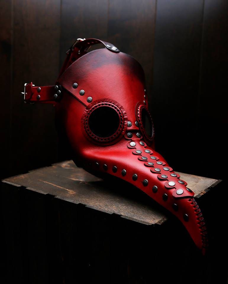 Pestdoktor Maske in Rotem Leder - Sauber Version Ohne Narben Halloween Kostüm, Maskenmaske, Ledermaske Pestdoktor Maske in Rotem Leder - Sauber Version Ohne Narben Halloween Kostüm, Maskenmaske, Ledermaske von KwestCostumeArt