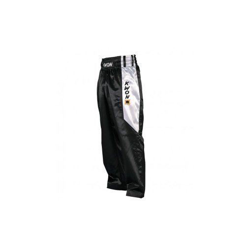 KWON Kickboxing Hose "Satin", Schwarz/Weiß Kwon 130 cm von Kwon