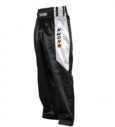 Kwon Kickbox Satin Hosen ClubLine in 3 Farben Gr. 130 cm schwarz von Kwon