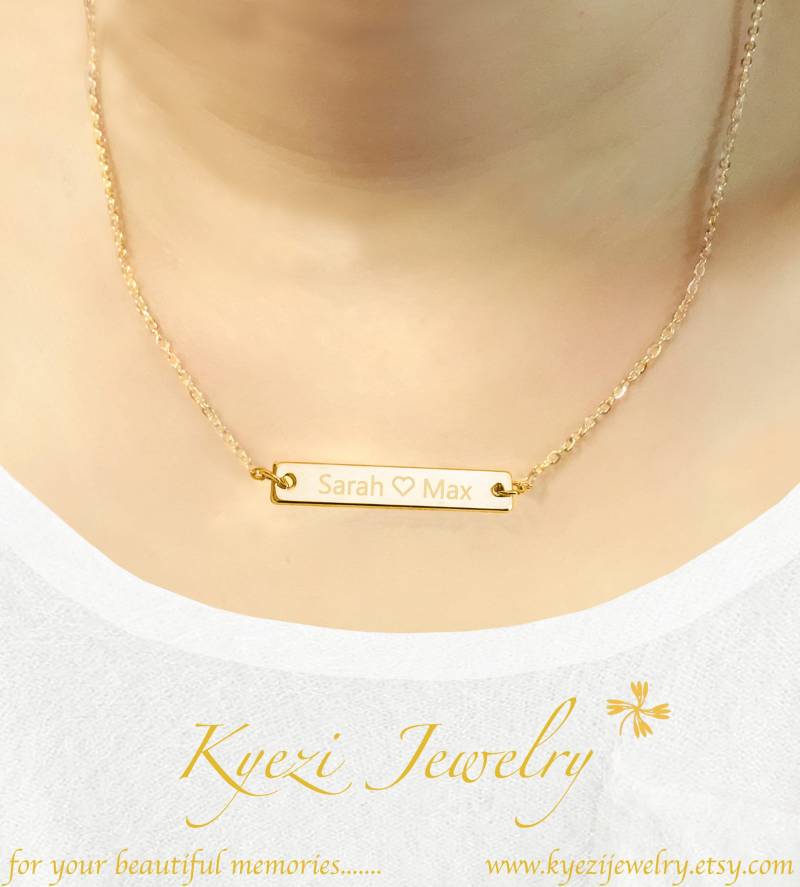 Benutzerdefiniertes Bar-Armband, Personalisiertes Namensarmband, Gold-Silber-Roségold-Barren, Jubiläumsgeschenk, Monogramm, Hochzeitsdatum Benutzerdefiniertes Bar-Armband, Personalisiertes Namensarmband, Gold-Silber-Roségold-Barren, Jubiläumsgeschenk, Monogramm, Hochzeitsdatum von KyeziJewelry