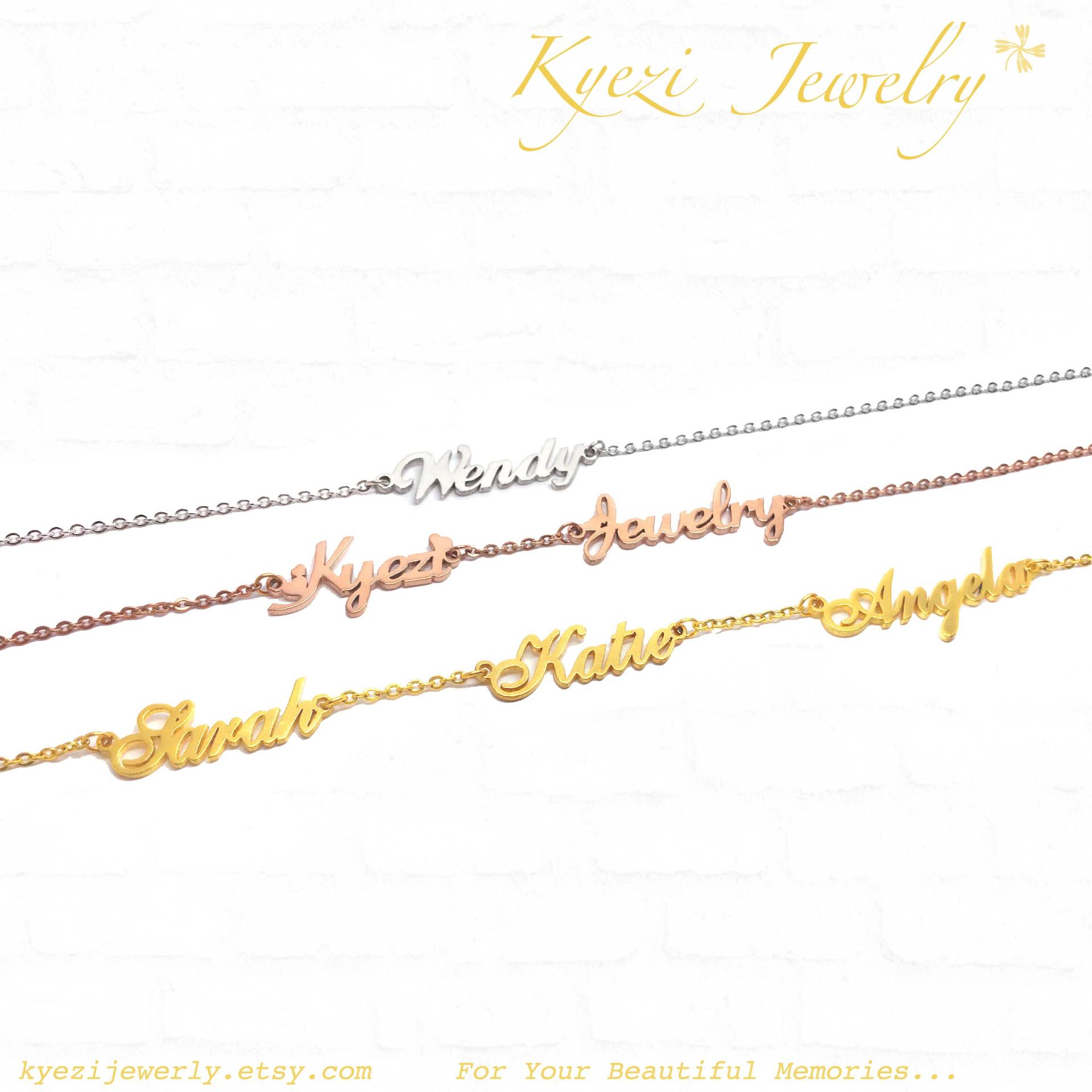 Benutzerdefiniertes Namensarmband - Doppelter Name Dreifaches Mehrere Namen Wort Personalisiertes Minimaler Benutzerdefiniertes Namensarmband - Doppelter Name Dreifaches Mehrere Namen Wort Personalisiertes Minimaler von KyeziJewelry