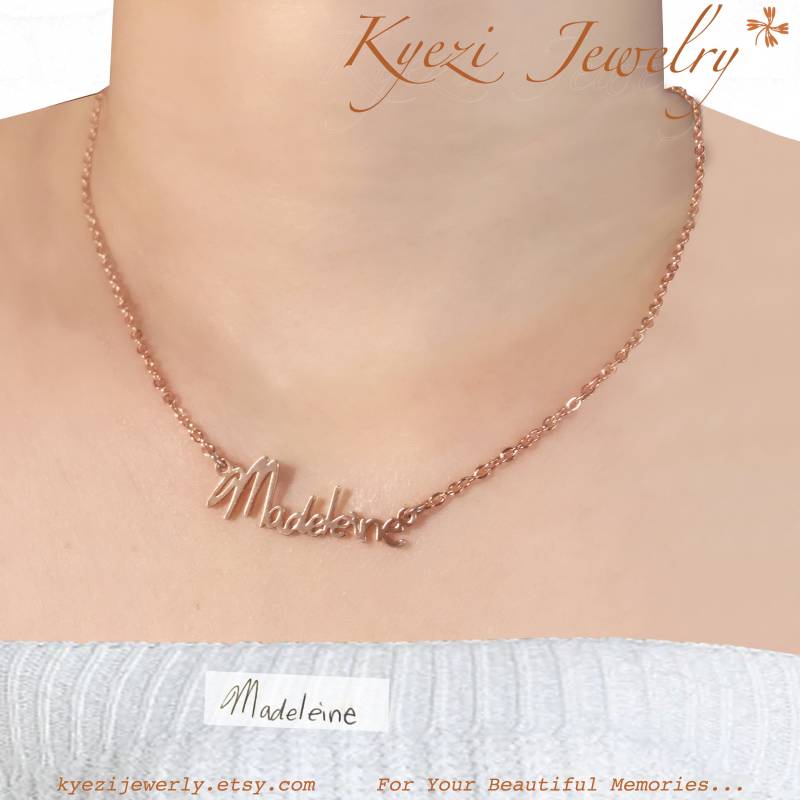 Handschrift-Halskette, Personalisierter Namensschmuck, Muttergeschenk, Handschrift-Signatur, Geschenk, Individuelle Wort-Halskette, Personalisierte von KyeziJewelry