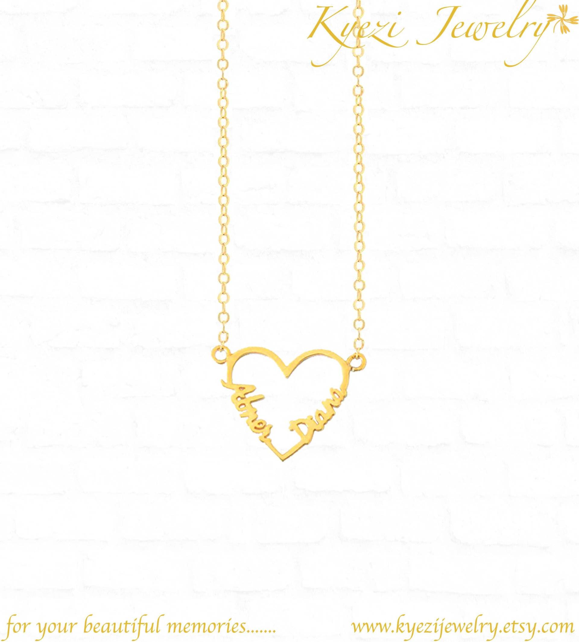 Herz Paare Benutzerdefinierte Namen Halskette - Wort Sterling Silber Personalisierter Name Minimaler Valentinstag Geschenk Herz Paare Benutzerdefinierte Namen Halskette - Wort Sterling Silber Personalisierter Name Minimaler Valentinstag Geschenk von KyeziJewelry