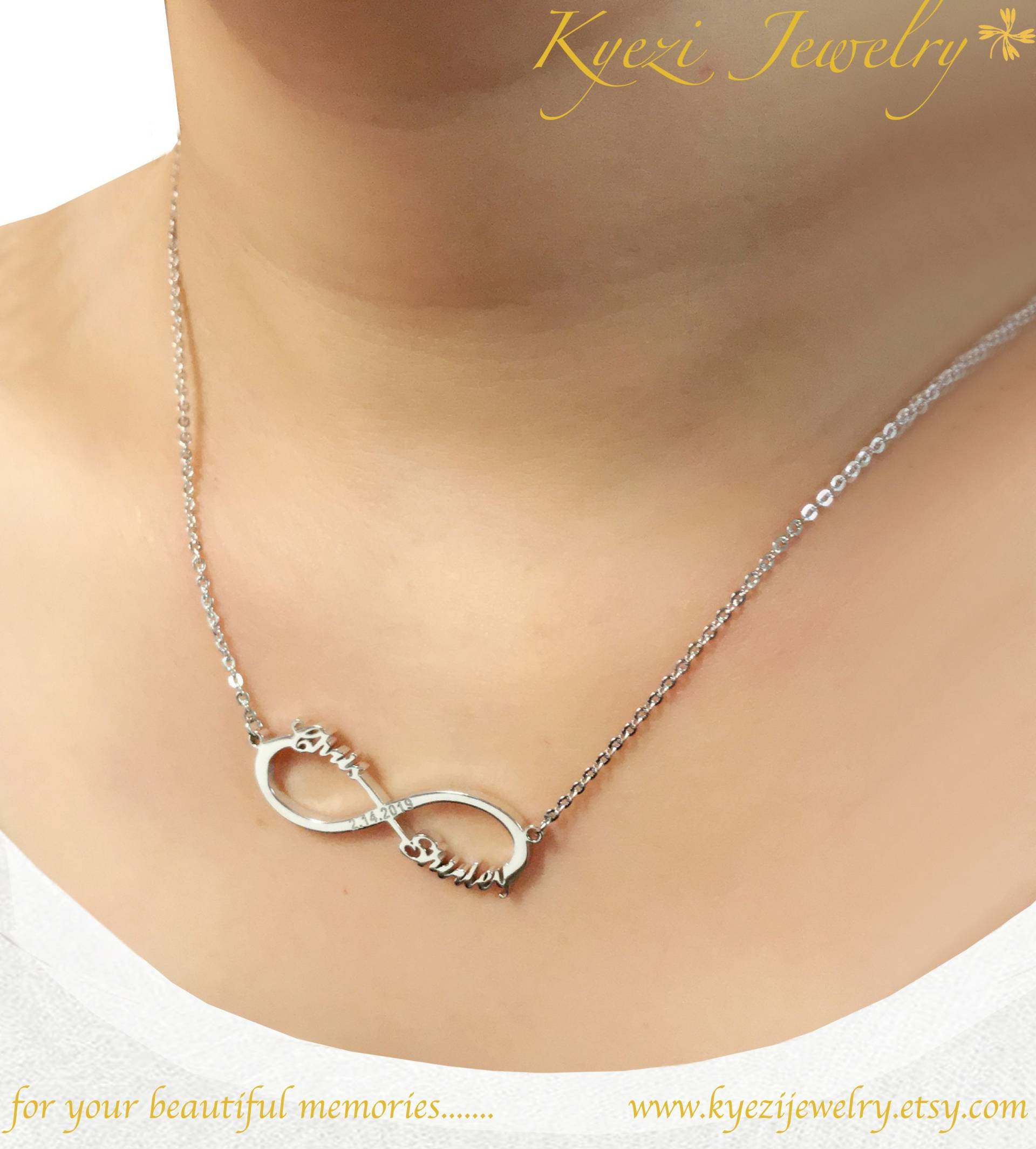 Infinity Liebe Herz Benutzerdefinierte Halskette - Wort Sterling Silber Personalisierte Namen Minimaler Name Infinity Liebe Herz Benutzerdefinierte Halskette - Wort Sterling Silber Personalisierte Namen Minimaler Name von KyeziJewelry
