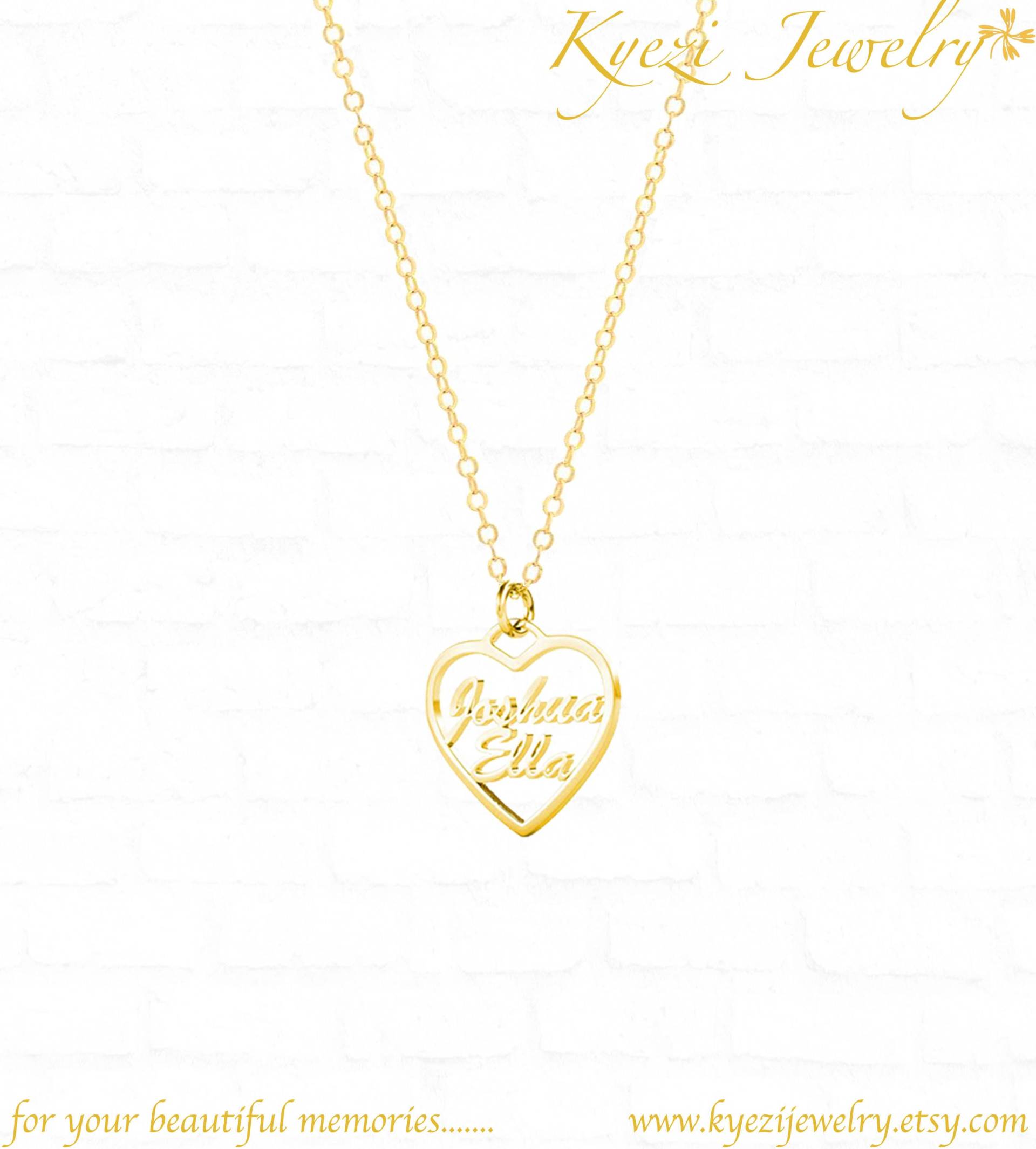 Personalisierte Herz-Paar-Namenskette - Individuelle Wort-Halskette Sterling-Silber-Halskette Personalisierter Name Minimaler Valentinstagsgeschenk Personalisierte Herz-Paar-Namenskette - Individuelle Wort-Halskette Sterling-Silber-Halskette Personalisierter Name Minimaler Valentinstagsgeschenk von KyeziJewelry