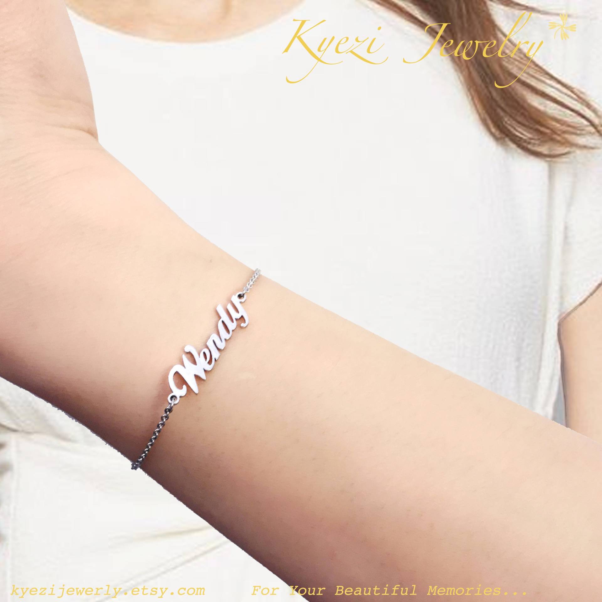 Personalisiertes Namensarmband Aus Silber, Gold, Roségold - Wortarmband Armband Sterlingsilber Minimaler Name Personalisiertes Namensarmband Aus Silber, Gold, Roségold - Wortarmband Armband Sterlingsilber Minimaler Name von KyeziJewelry