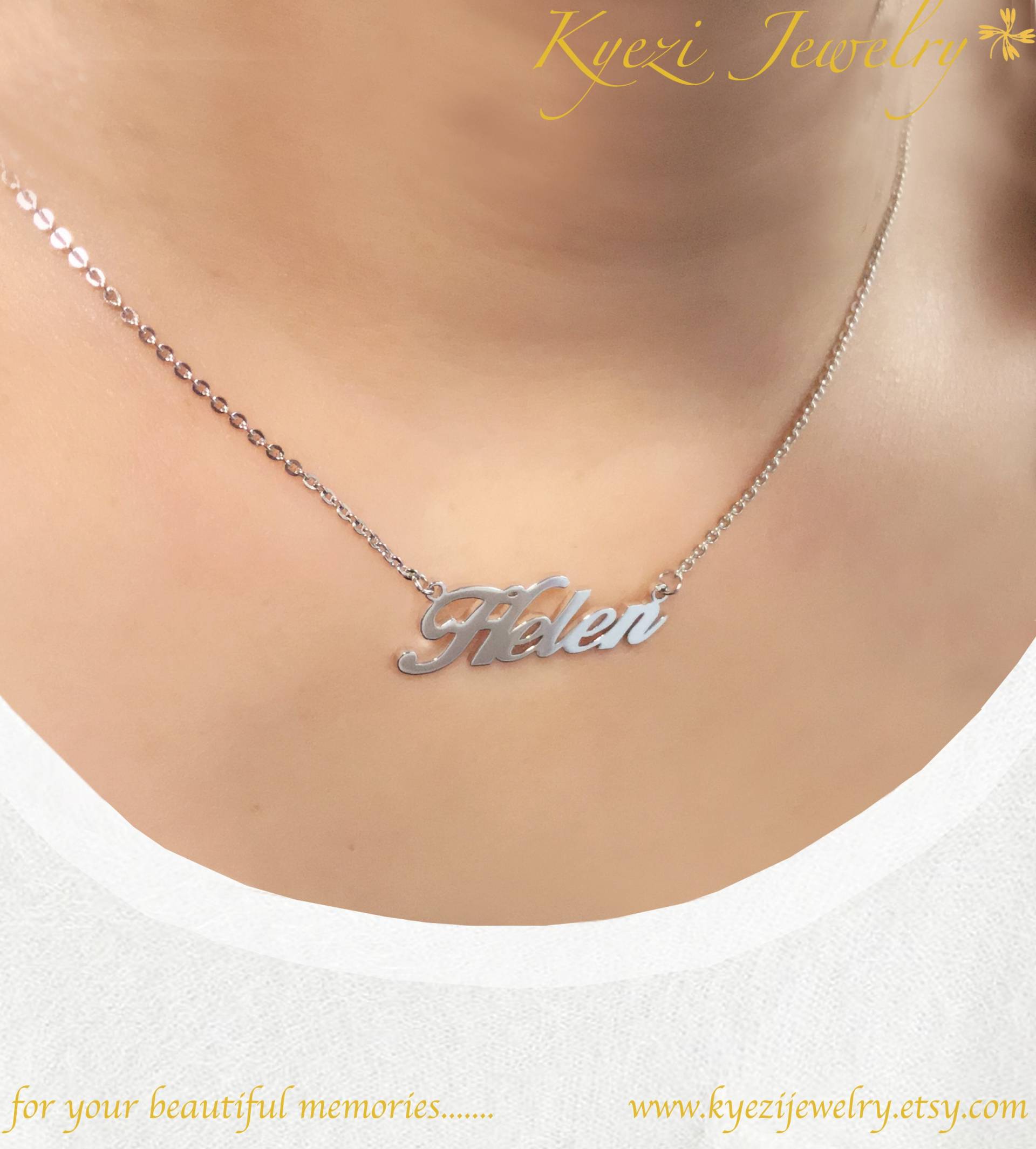 Silber, Gold, Roségold Benutzerdefinierte Namen Halskette - Wort Sterling Silber Personalisierte Minimaler Name Silber, Gold, Roségold Benutzerdefinierte Namen Halskette - Wort Sterling Silber Personalisierte Minimaler Name von KyeziJewelry