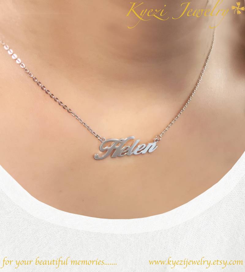 Silber, Gold, Roségold Benutzerdefinierte Namen Halskette - Wort Sterling Silber Personalisierte Minimaler Name Silber, Gold, Roségold Benutzerdefinierte Namen Halskette - Wort Sterling Silber Personalisierte Minimaler Name von KyeziJewelry