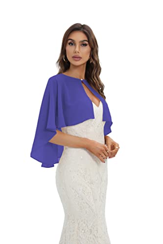 Damen Chiffon Schal Stola Umschlagtücher für Women, Eleganten Cape Umhang für Abendkleid Braut Sommer Hochzeits Festliche Party Kostüm Accessoires, Königsblau von Kyhlten