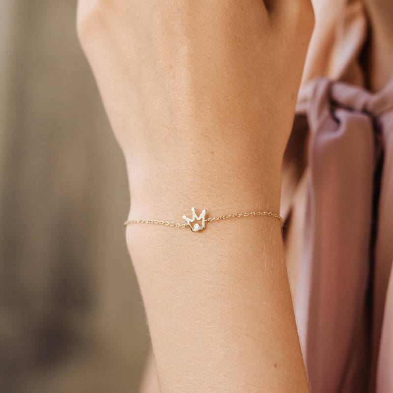 14K Gold Krone Diamant Armband - Massives Massiv Für Mädchen Und Frauen Geburtstagsgeschenk Für Sie Gb00008 von KyklosJewelry