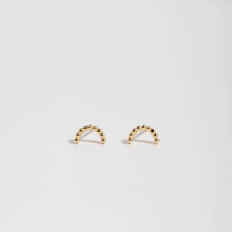 14K Gold Regenbogen Ohrringe - Winzige Halbmond Solid Ohrstecker Perlen Halbkreis Mond Kyklos Schmuck Ge00036 von KyklosJewelry