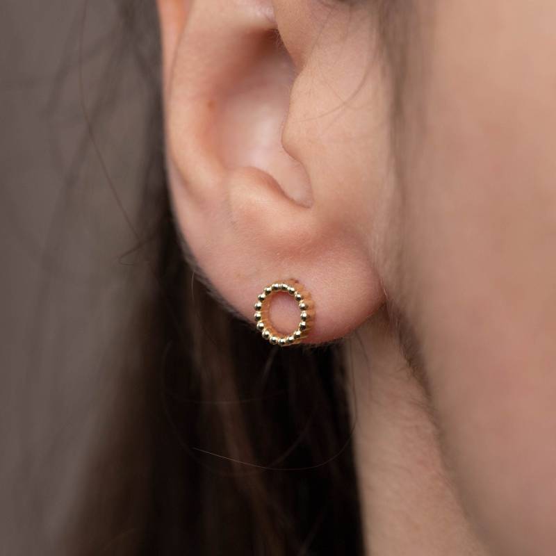 14K Solid Gold Ohrstecker Kreis - Zierliche Offene Für Jeden Tag Geburtstagsgeschenk Sie Ge00042 von KyklosJewelry
