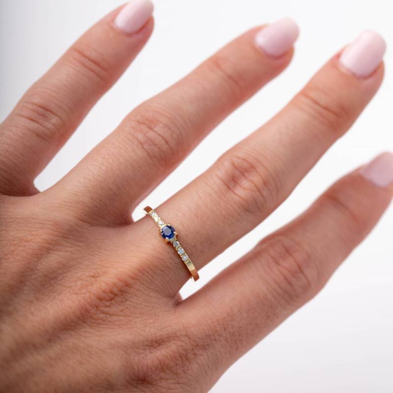 Blauer Saphir Verlobungsring 14K Gold - Pave Diamant Ehering Für Frauen Gr00020 von KyklosJewelry