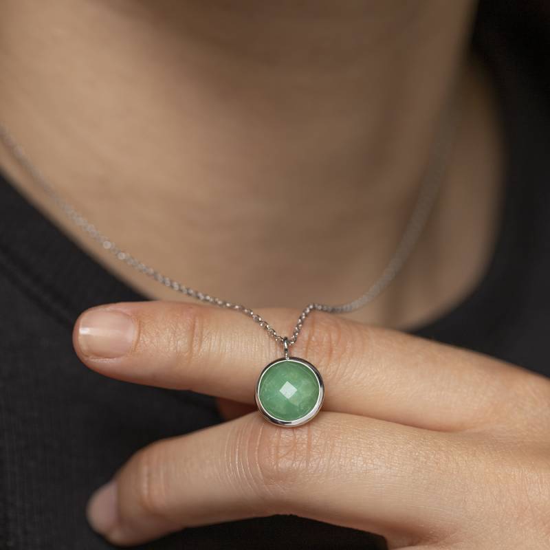 Chrysopras Halskette 14K Gold - Zierlicher Grüner Edelstein Anhänger Kyklos Schmuck Gn00018 010 von KyklosJewelry