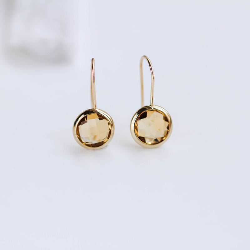 Citrin Ohrringe 14K Gold Natürlicher Edelstein Für Frauen - Echter Einfacher Stein November Birthstone Kyklos Schmuck Ge000002 von KyklosJewelry