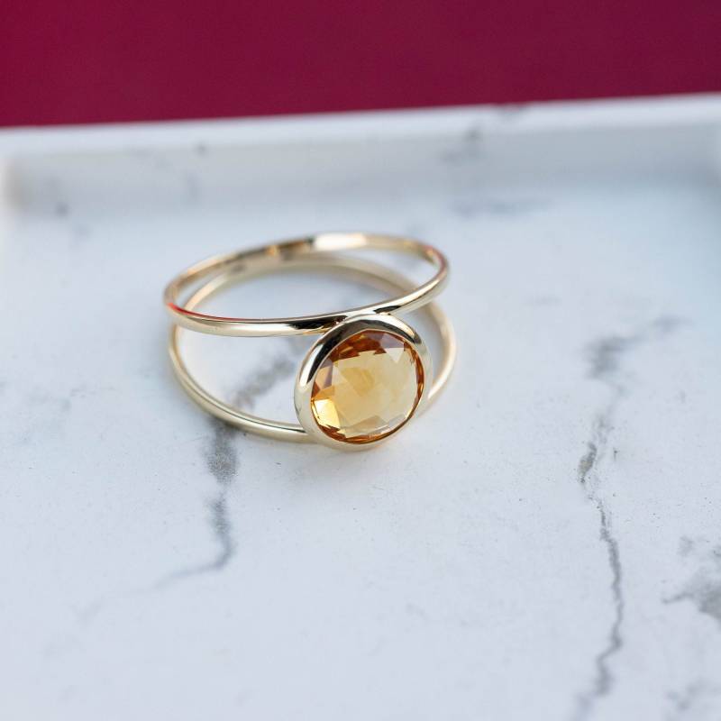Citrin Ring Für Frauen 14K Solid Gold November Geburtsstein - Kyklos Schmuck Geschenk Sie Gr00010 von KyklosJewelry