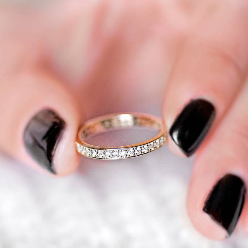 Eternity Band Diamant Pave Ring Stacking - 14K Gold Ehering Hochzeitsband Jubiläumsgeschenk Gr00136 von KyklosJewelry