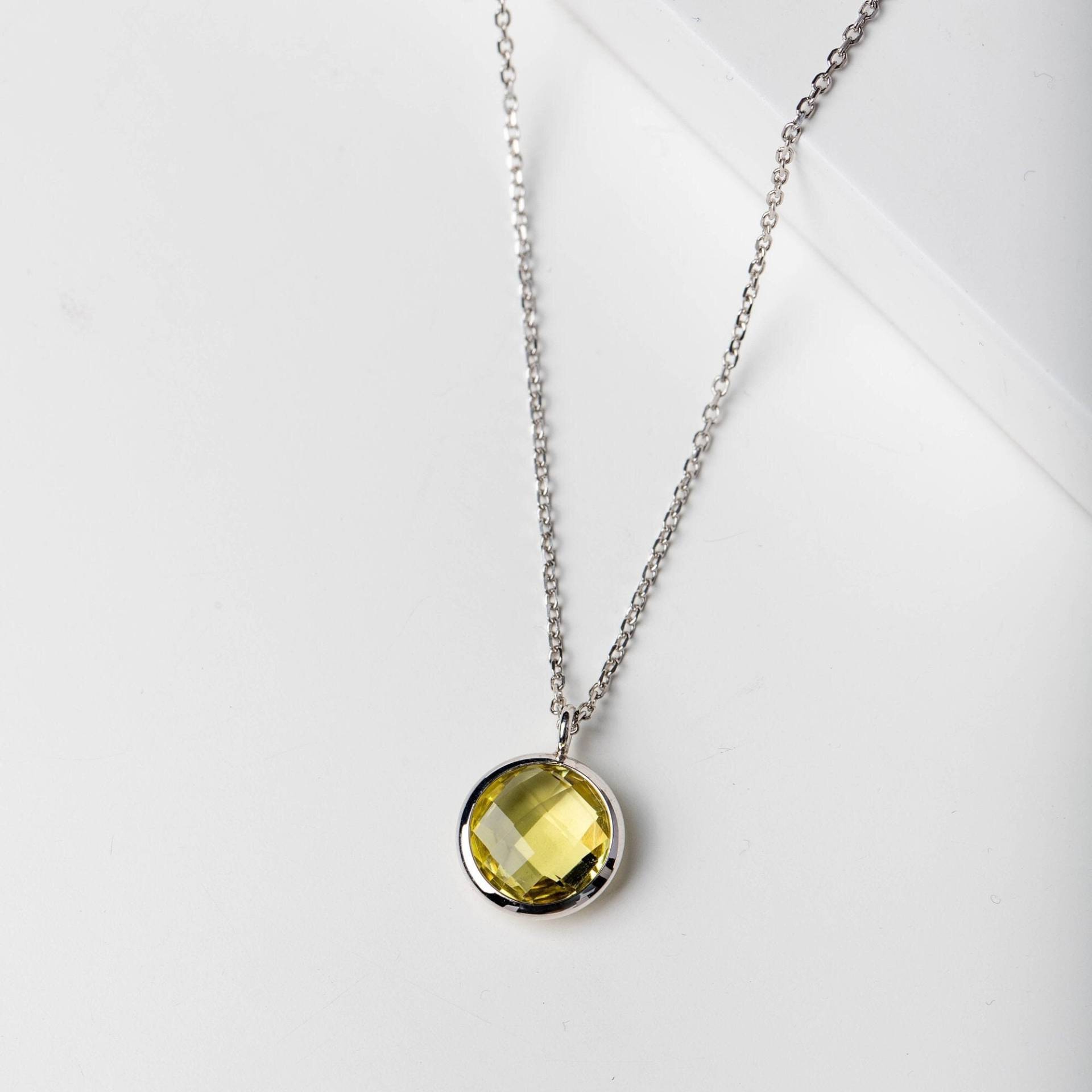 Gold Halskette Lemon Quartz Natürlicher Edelstein - 14K Layered Für Frau Geschenk Sie Gn00018-005 von KyklosJewelry