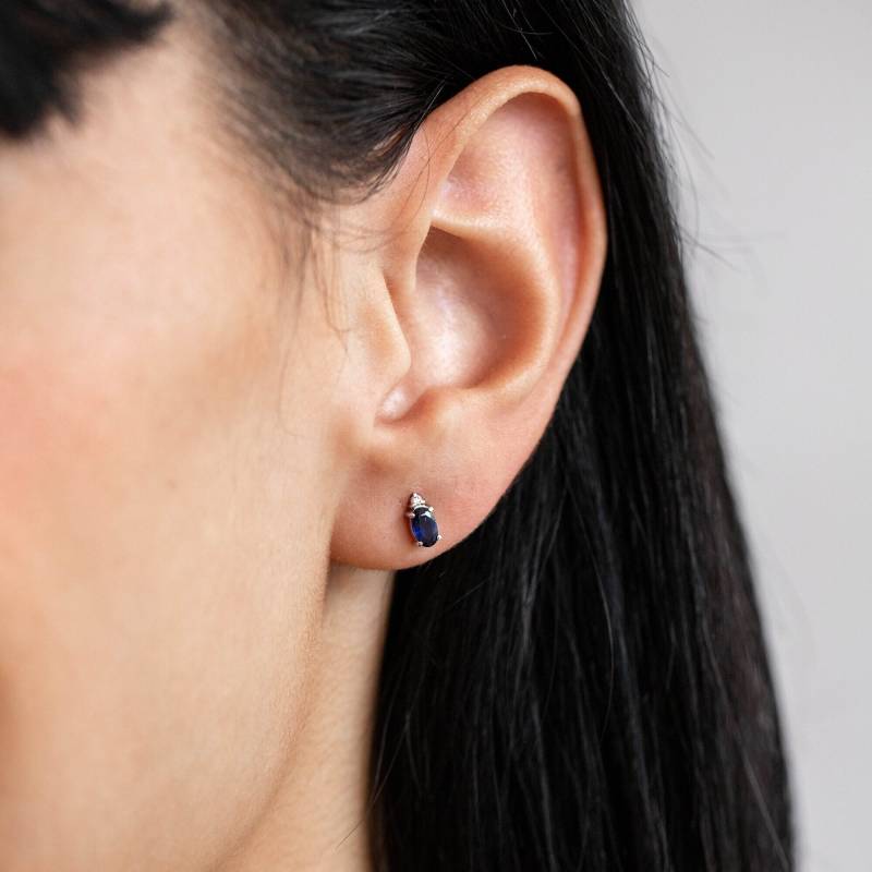 Saphir Ohrstecker - Braut Blauer Diamant Ohrringe 14K Gold Oval Natürliche Saphire Jubiläumsgeschenk Für Sie Ge00080 von KyklosJewelry