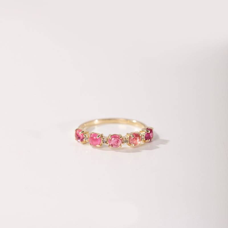 14K Gold Turmalin Ehering Mit Diamanten - Gr00495 von KyklosJewelry