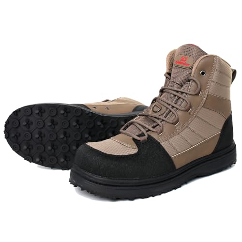 Kylebooker Men's Fishing Hunting Wading Boots Lightweight Anti-Slip Waders Shoes khaki (Rubber,EU 42) von Kylebooker