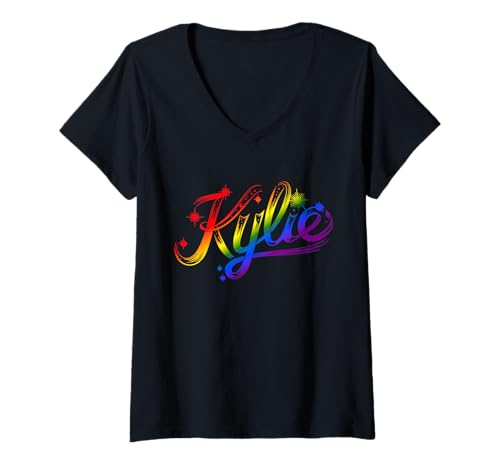 Damen Lustiger personalisierter Name Kylie Vintage Kylie Retro Meme T-Shirt mit V-Ausschnitt Damen Lustiger personalisierter Name Kylie Vintage Kylie Retro Meme T-Shirt mit V-Ausschnitt von Kylie Family Name Vintage I Love Kylie Tee LGBT