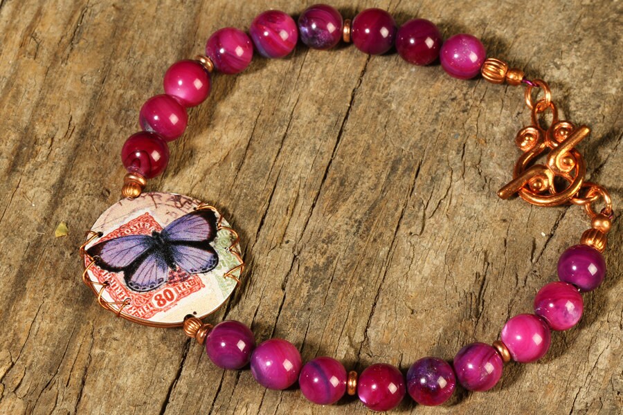 Lila Schmetterling Perlen Armband Lila Schmetterling Perlen Armband von KymHunterDesigns
